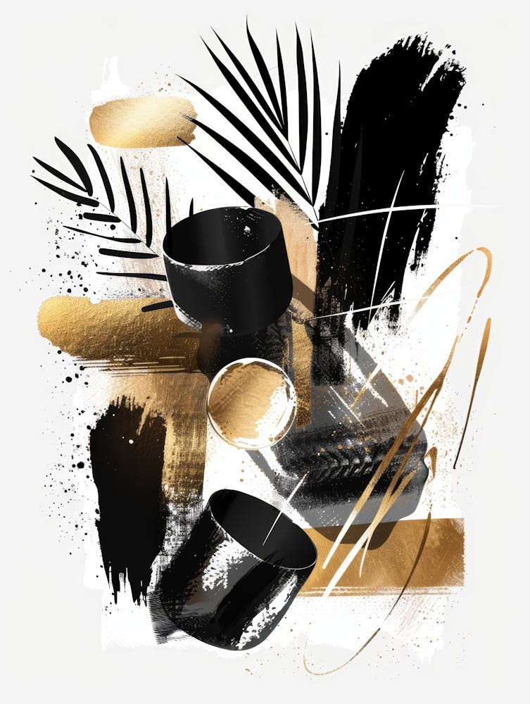 Abstract Black And Gold Painting 16
