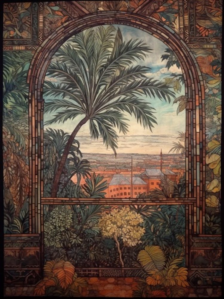A Window View Of Havana In The Style Of Art Nouveau 1
