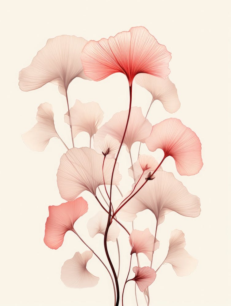 Pink Ginkgo Leaves
