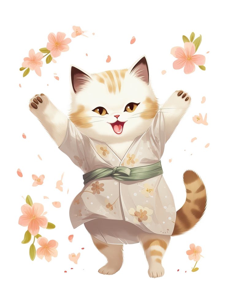 Kawaii Cat Drawings Dancing 4