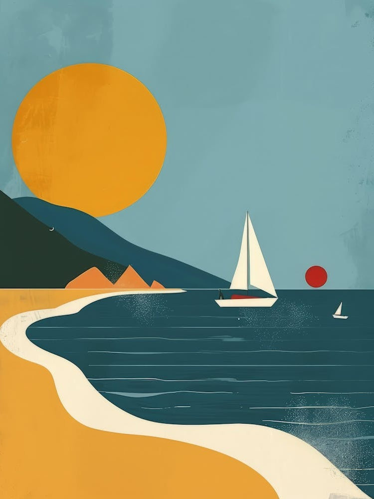 Sailboat On The Beach Canvas Print