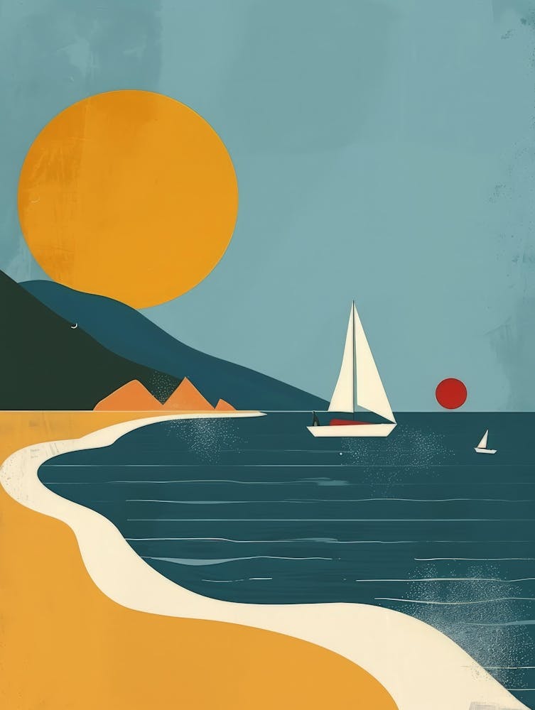 Sailboat On The Beach Canvas Print