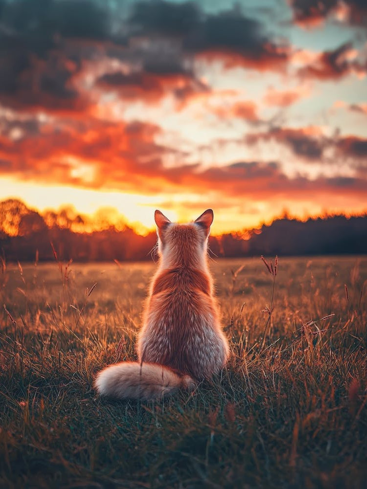 Sunset Fox. Generated AI.