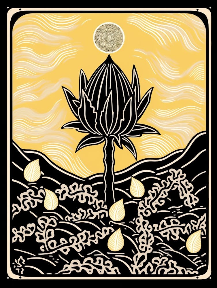 B&W Cactus Illustration Lemon Ball Cactus 2