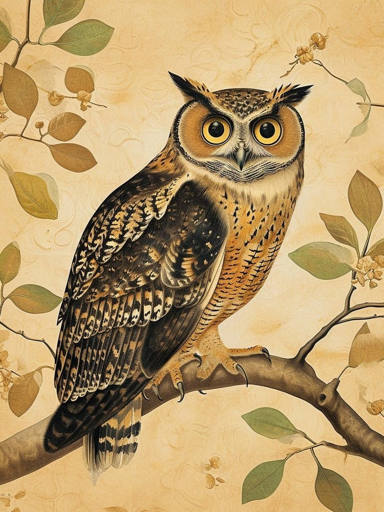 Burmese Fish Owl Vintage Illustration 2