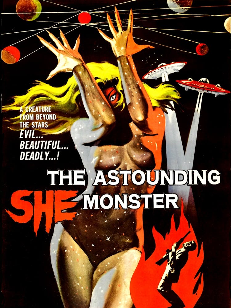 Sexy Girl On Horror Movie Poster, She