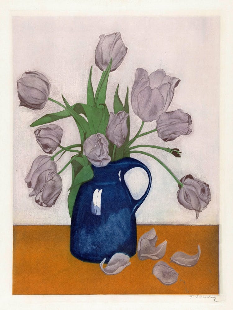 Tulips In A Blue Vase 1