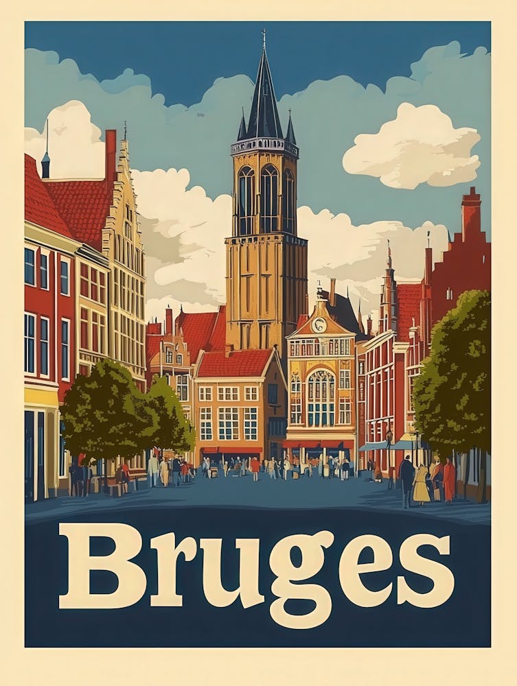 Aihrgdesign A Vintage Travel Poster Of Bruges Featuring The I B5e720a6 8aba 4daf 824b F322bcd3a806 0