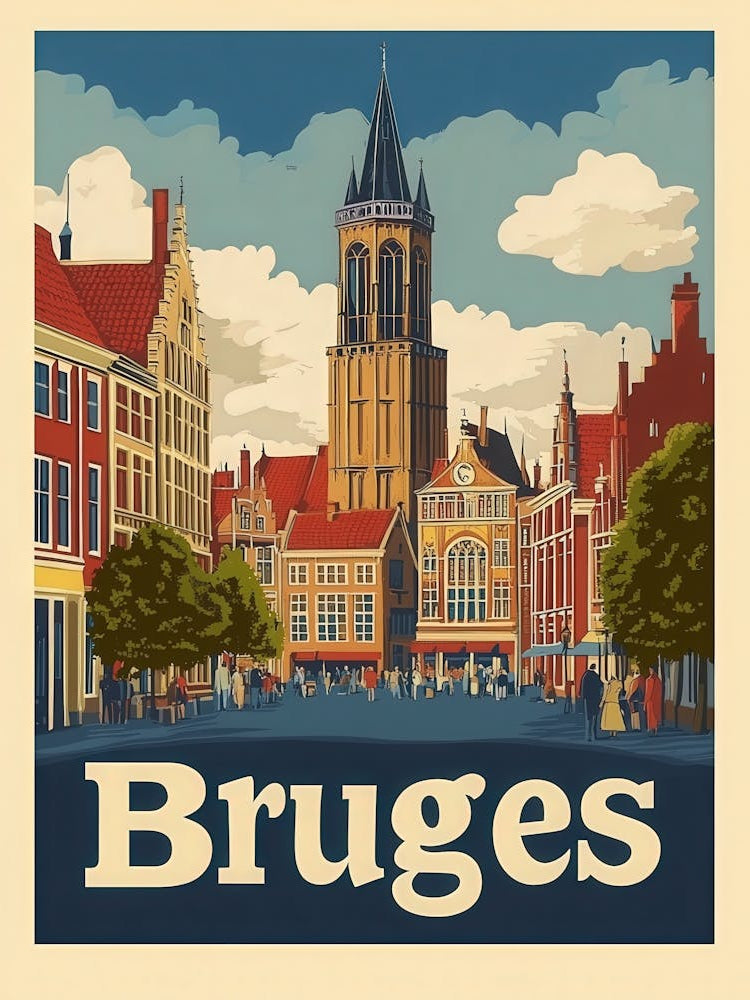 Aihrgdesign A Vintage Travel Poster Of Bruges Featuring The I B5e720a6 8aba 4daf 824b F322bcd3a806 0