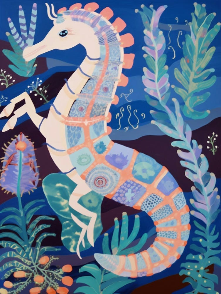 Maximalist Animal Painting Seahorse 1