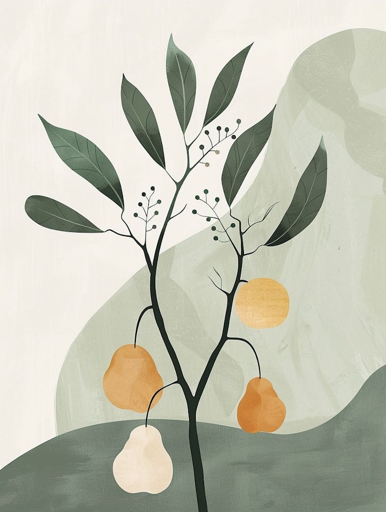 Pear Tree Minimal Japandi Illustration 1