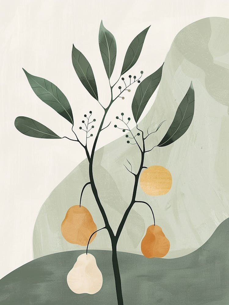Pear Tree Minimal Japandi Illustration 1