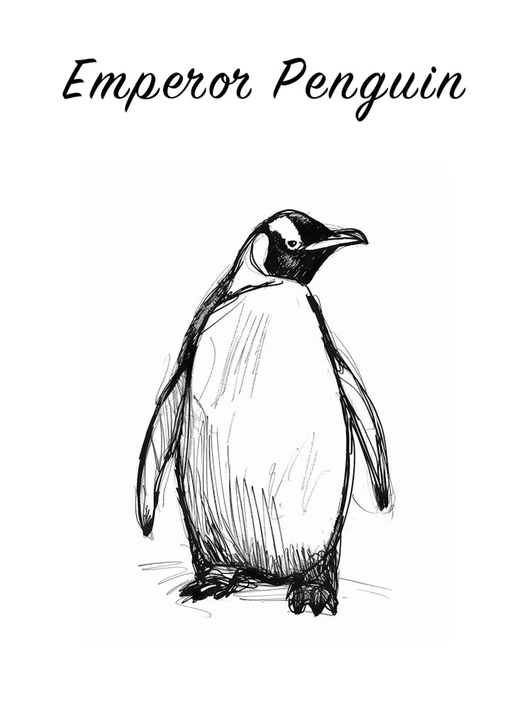 B&W Emperor Penguin Poster