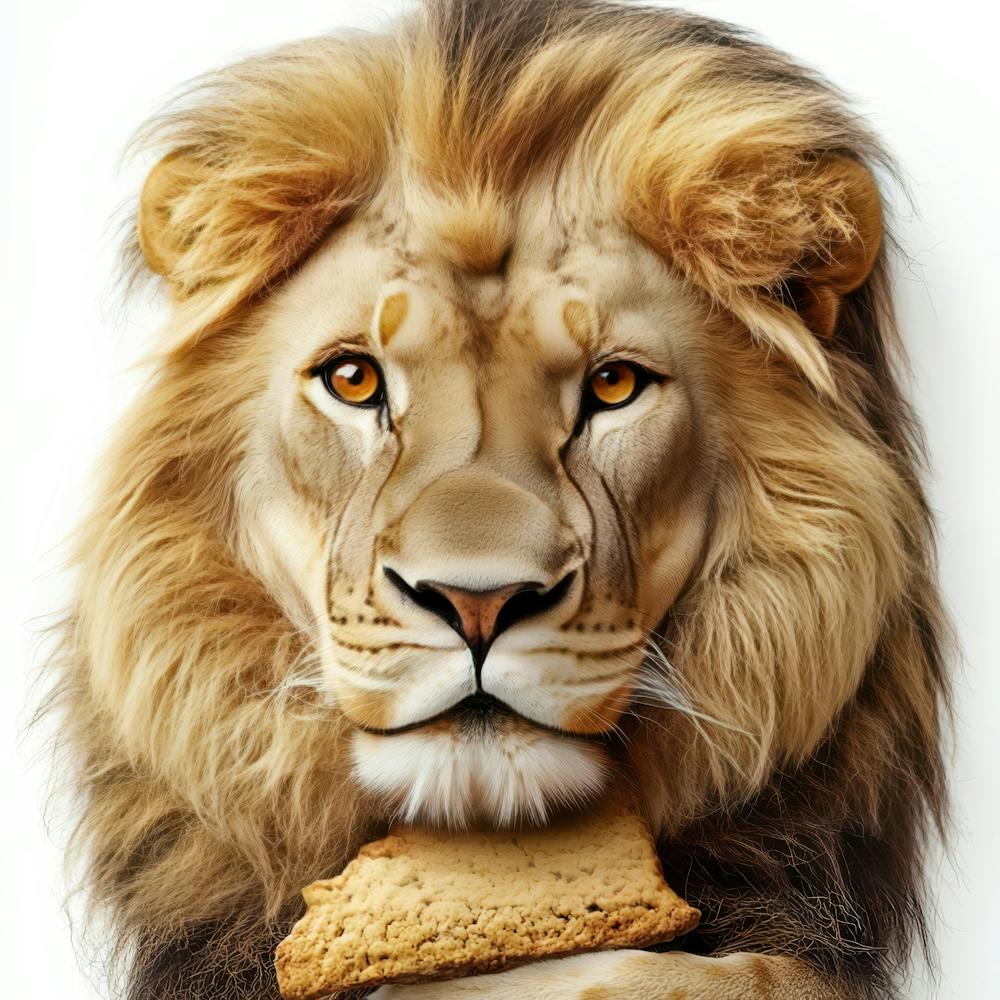 Lion Eating A Cookie.Generated AI. Wall