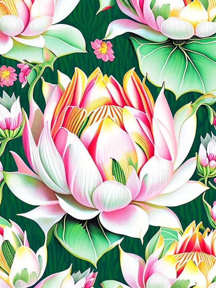 Lotus Flower Repeat Pattern Decoupage 2