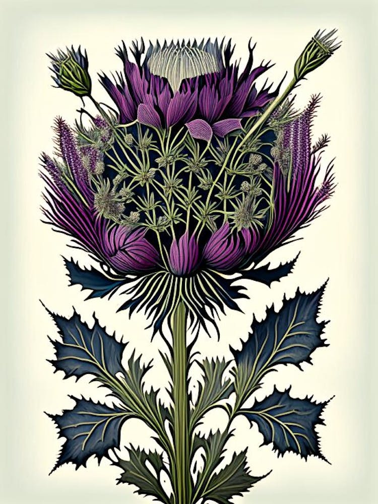 Thistle Floral Botanical Vintage Poster Flower