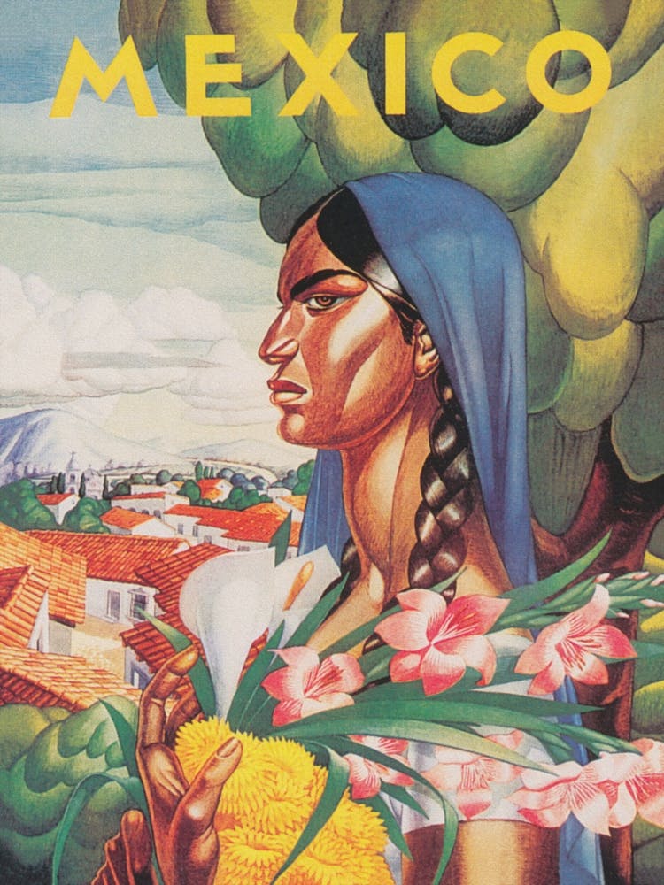 Mexican Woman Vintage Travel Poster