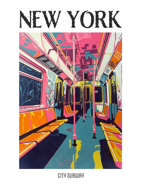 New York City Subway New York Colourful Silkscreen Illustration 2