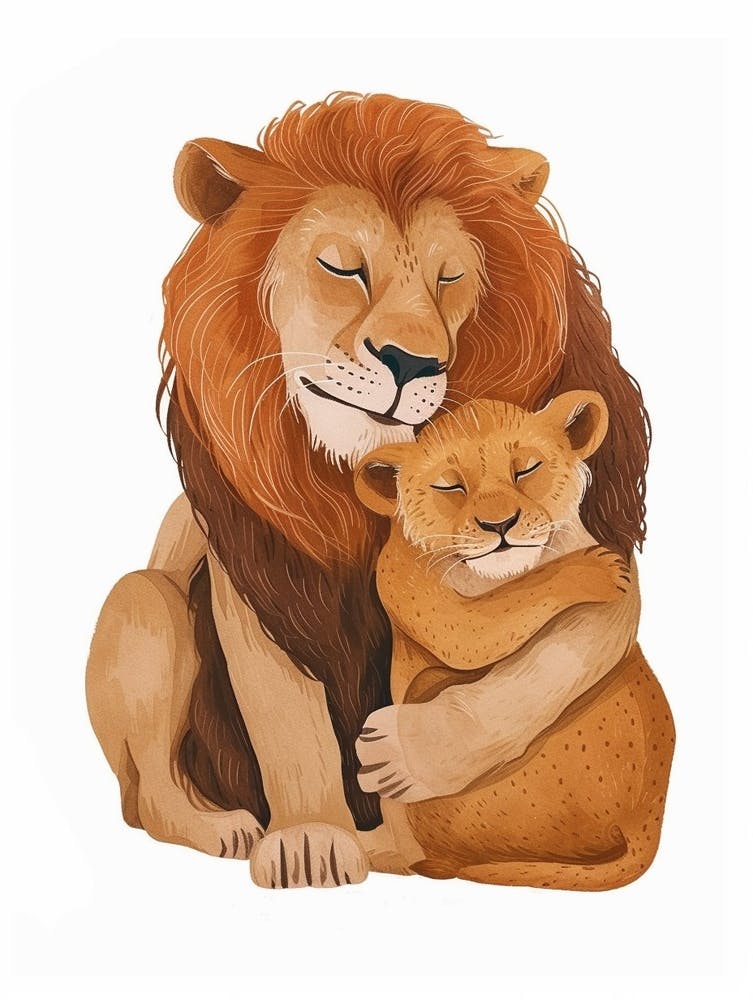 Barbary Lion Family Bonding Clipart 4