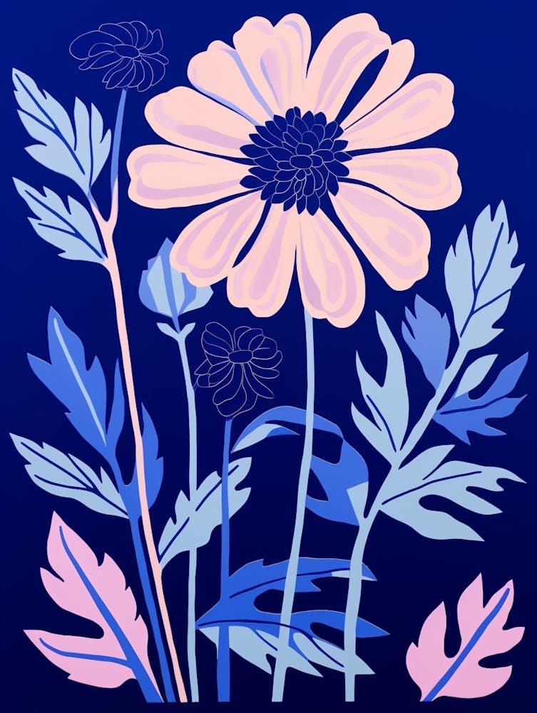 Blaue Blumenillustration Astern 3
