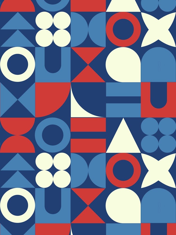 Nautical Mid Century Retro Geometric Shapes