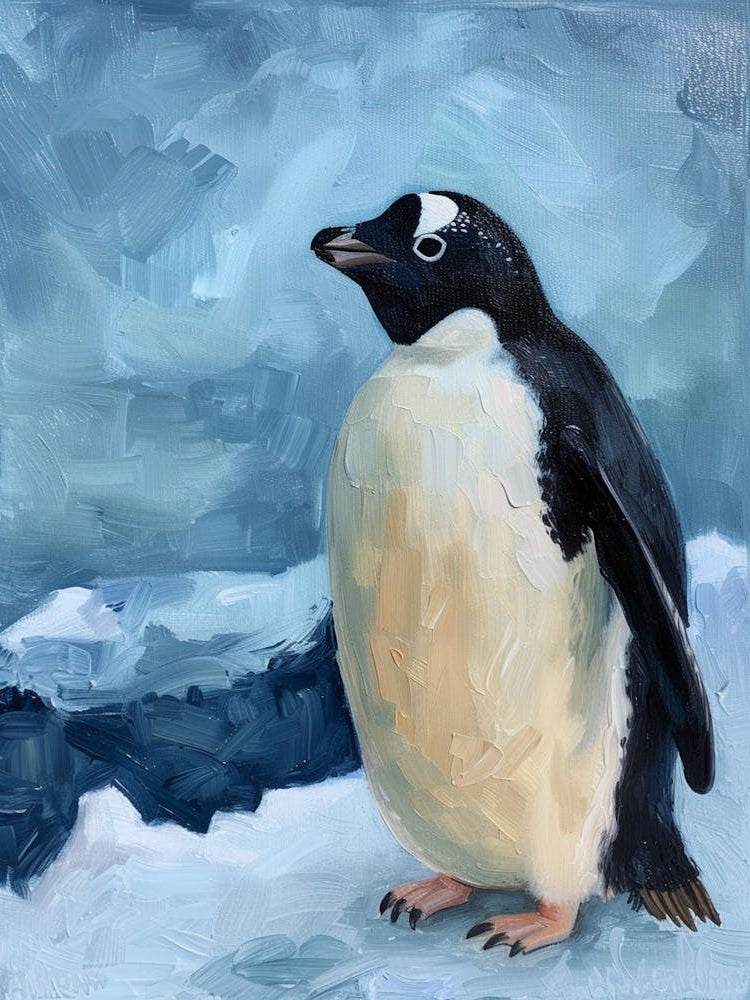 Adlie Penguin Laurie Island Oil Painting 1
