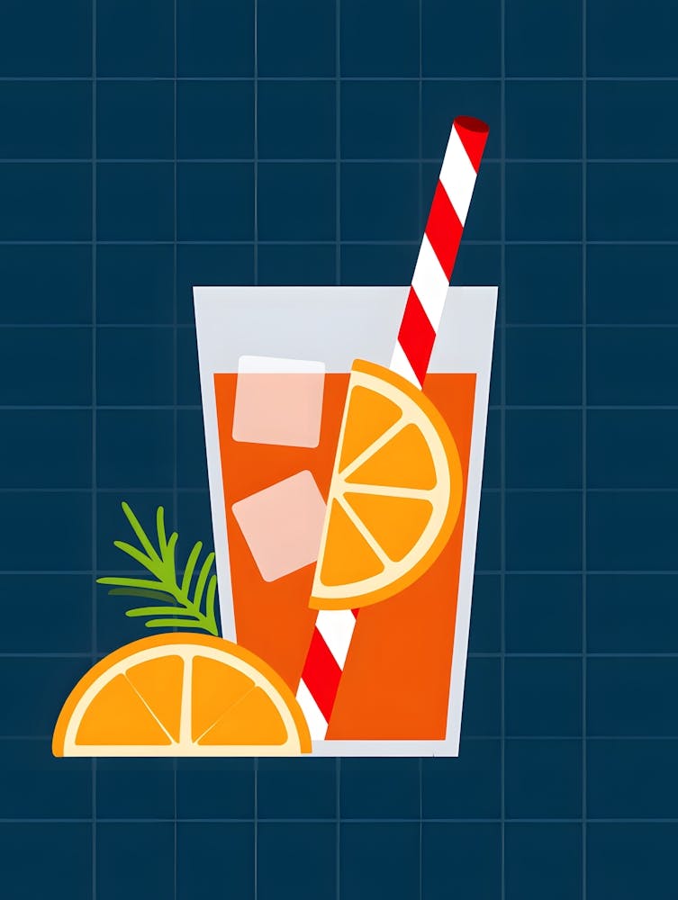 Refreshing Orange Drink Illustration Print - Perfect for Kitchen or Bar