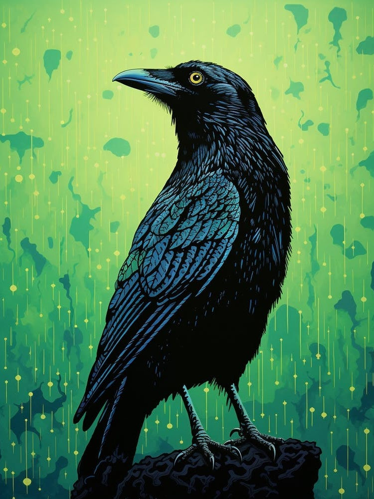 Ohara Koson Inspired Bird Painting Crow 1