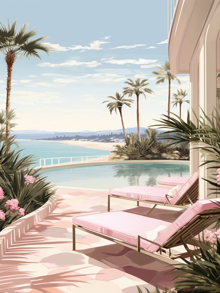 An Illustration In Pink Tones Of Palm Beach Australia 1
