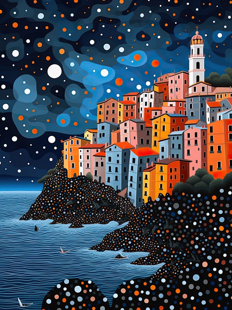 Cinque Terre, Italy, Illustration In The Style Of Pop Art 2