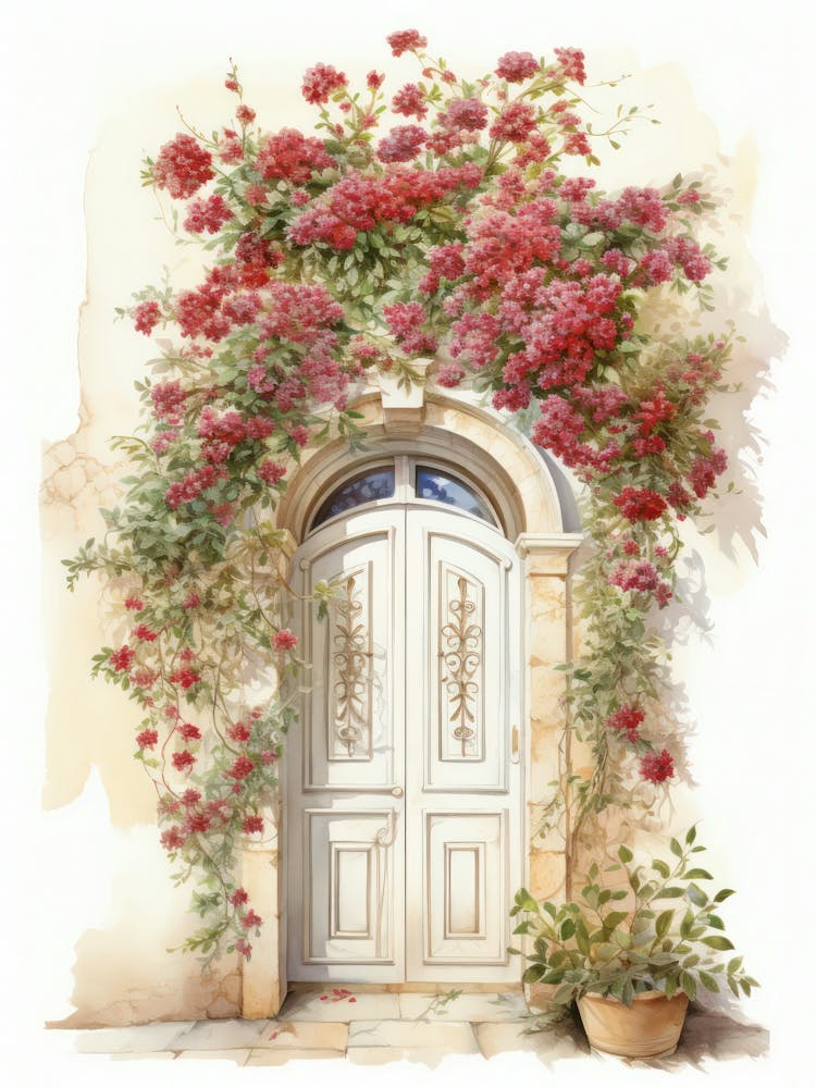 Lecce, Italy   Mediterranean Doors Watercolour Painting 2