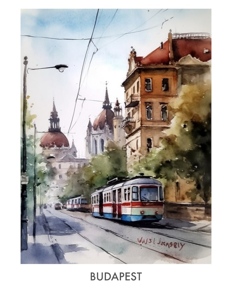 Budapest Watercolor 1 Travel Poster