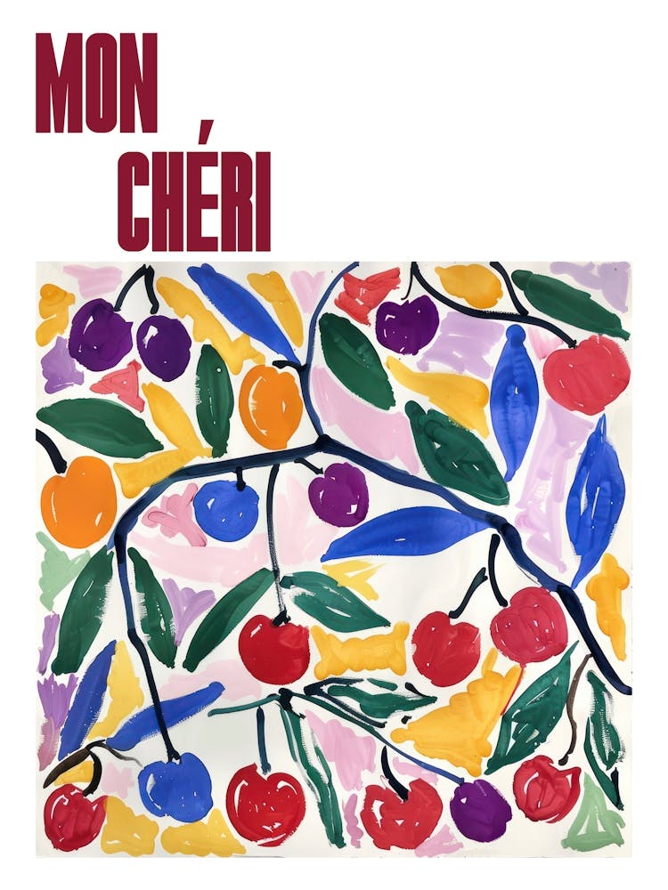 Mon Cheri Poster Cherries Matisse Style 6