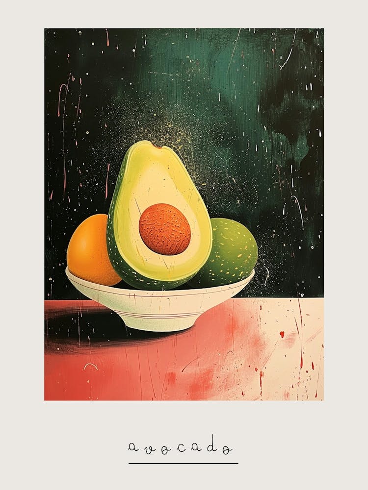 Art Deco Avocado Bowl 1 Poster