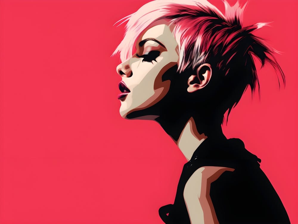 New Wave Mädchen mit pinken Haaren