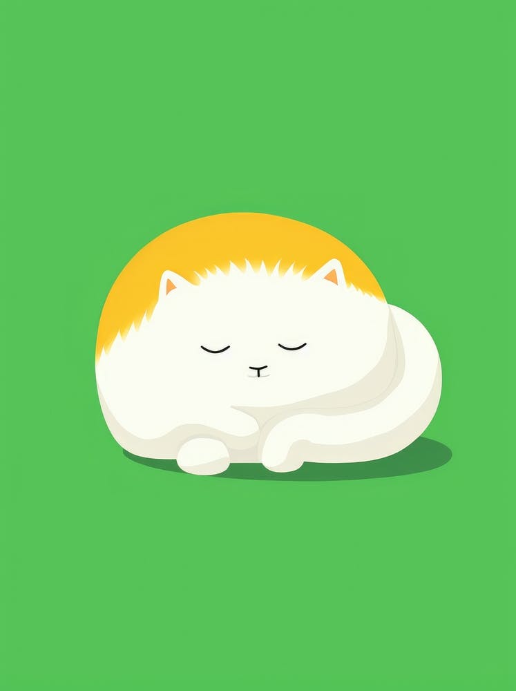 Cat Sleeping On Green Background 1
