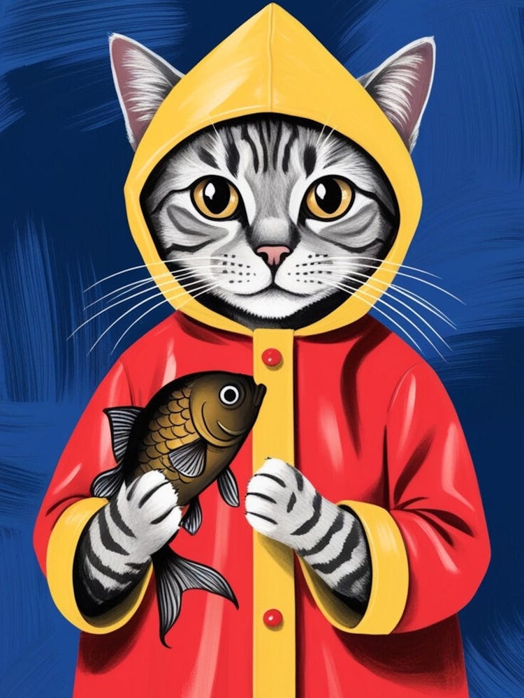 Cat In Raincoat 1