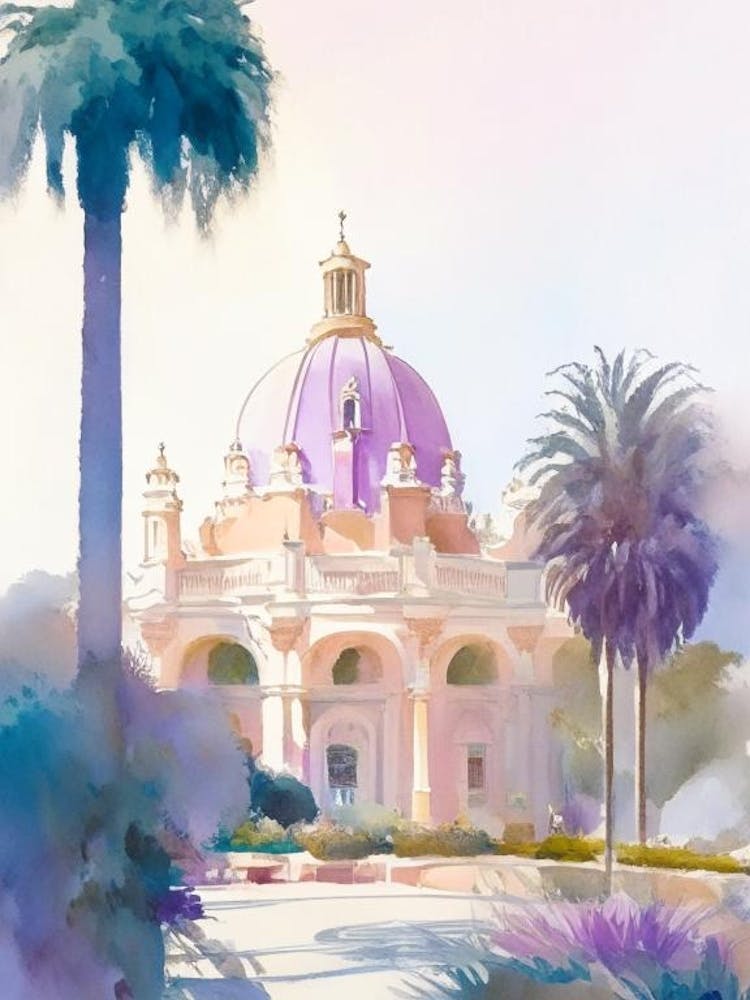 Balboa Park, 1, Usa Pastel Watercolour