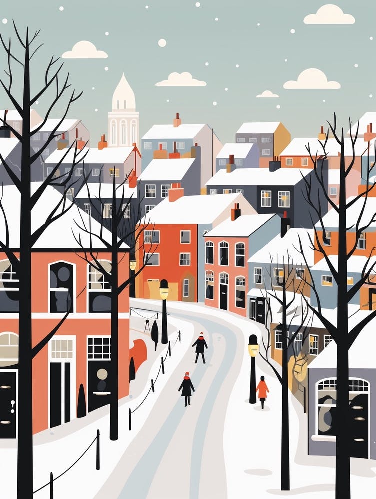 Retro Winter Illustration Newcastle United Kingdom 2