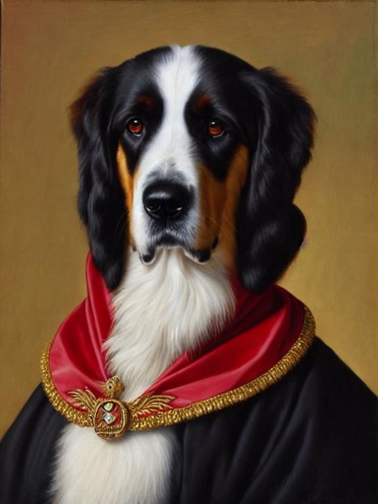 Great Pyrenees Renaissance Portrait Oil Painting
