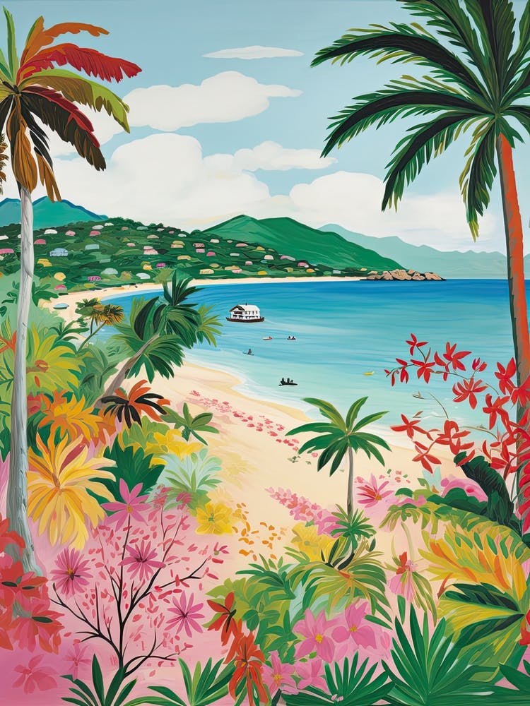 Half Moon Bay, Antigua, Matisse And Rousseau Style 1