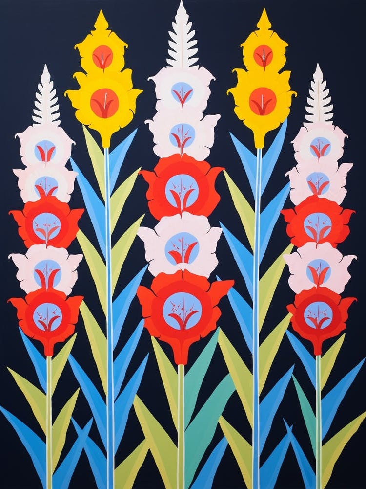 Flower Motif Painting Gladiolus Flower 4
