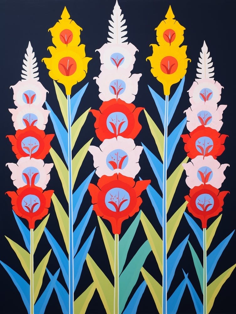 Flower Motif Painting Gladiolus Flower 4