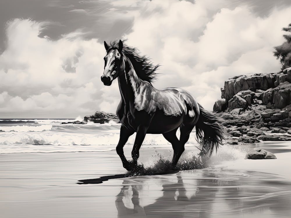 A Horse Oil Painting In Hyams Beach, Australia, Landscape 1