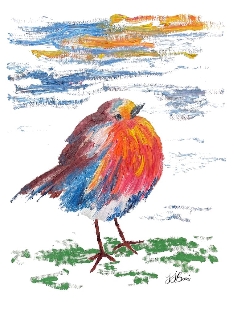 Colourful Robin painting