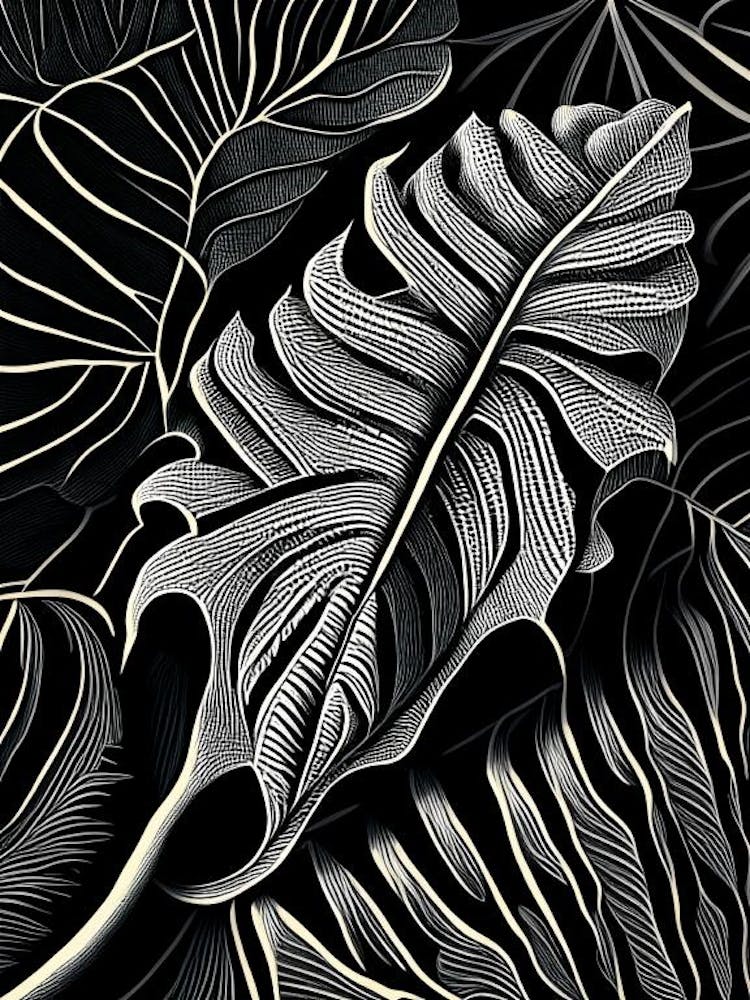 Breadfruit Leaf Linocut