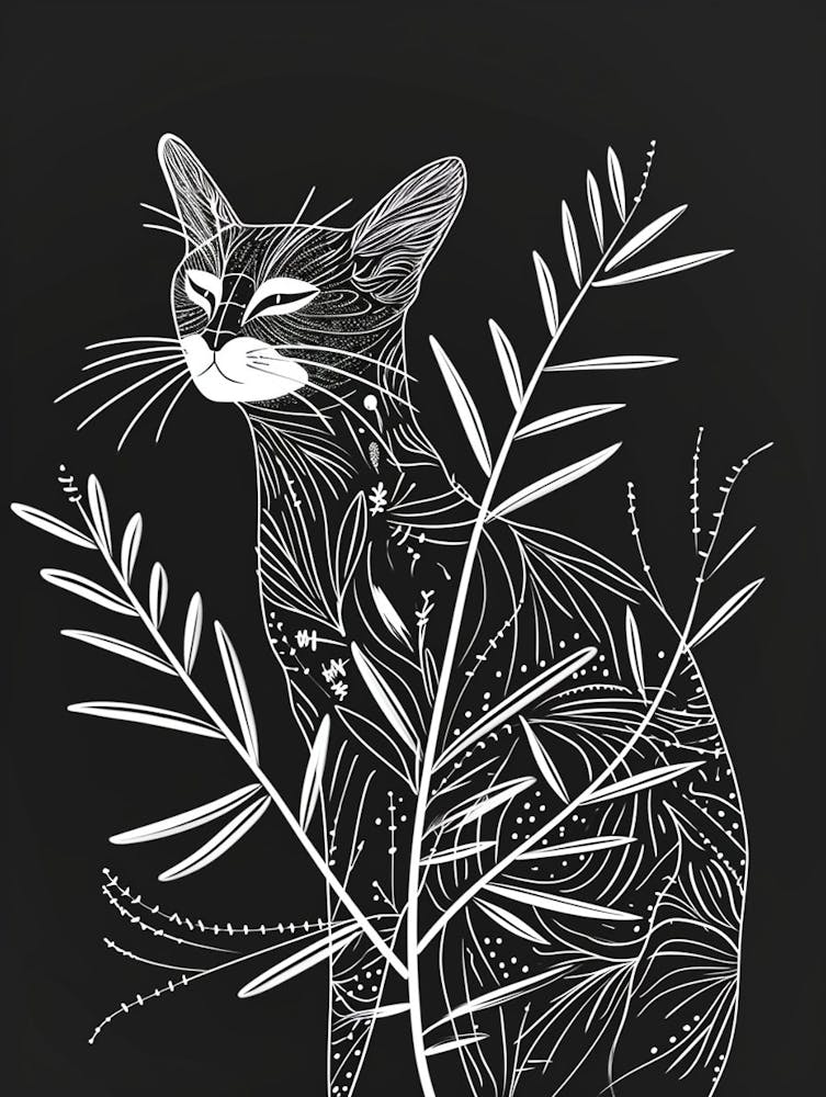 Ocicat Cat Minimalist Illustration 4