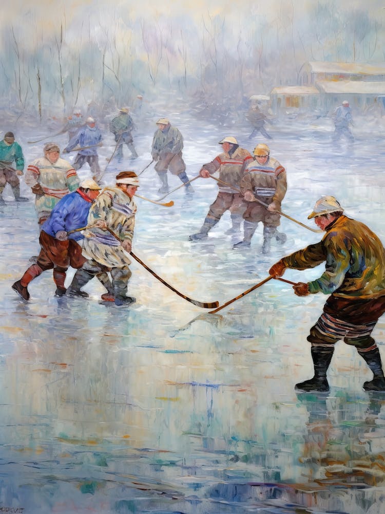Ice Hockey In The Style Of Monet 3
