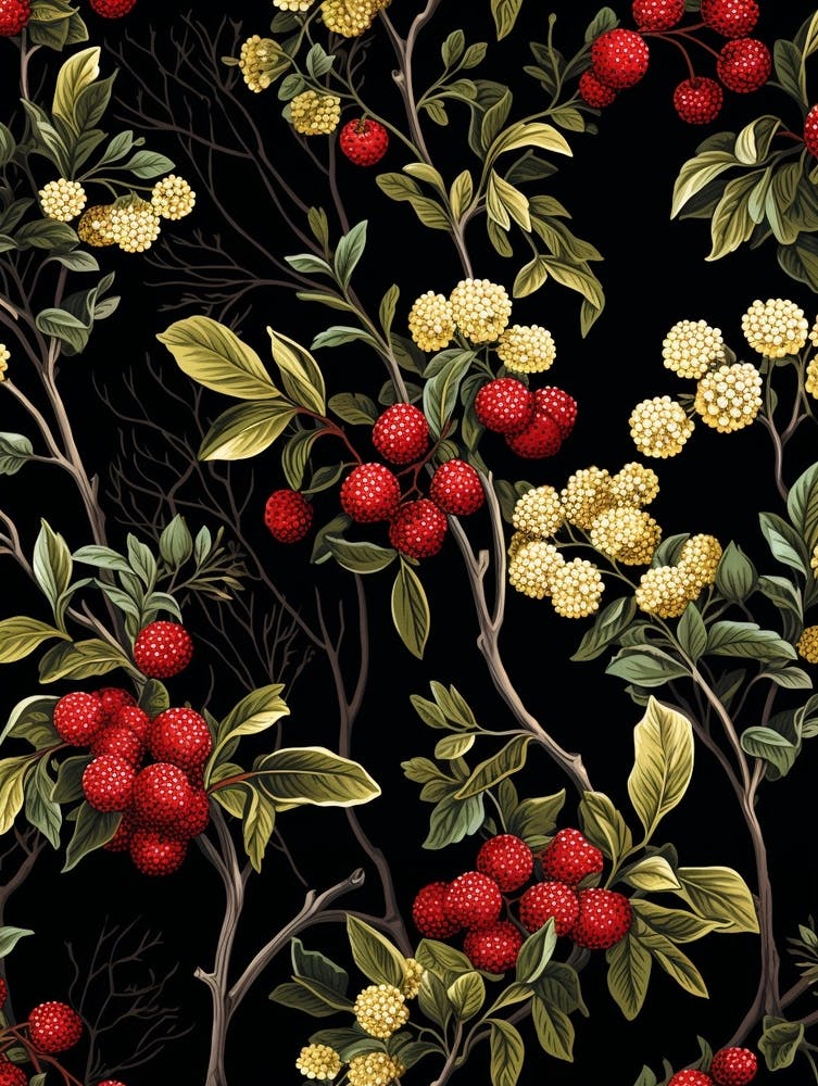 Winterberry 4 William Morris Style Winter Florals
