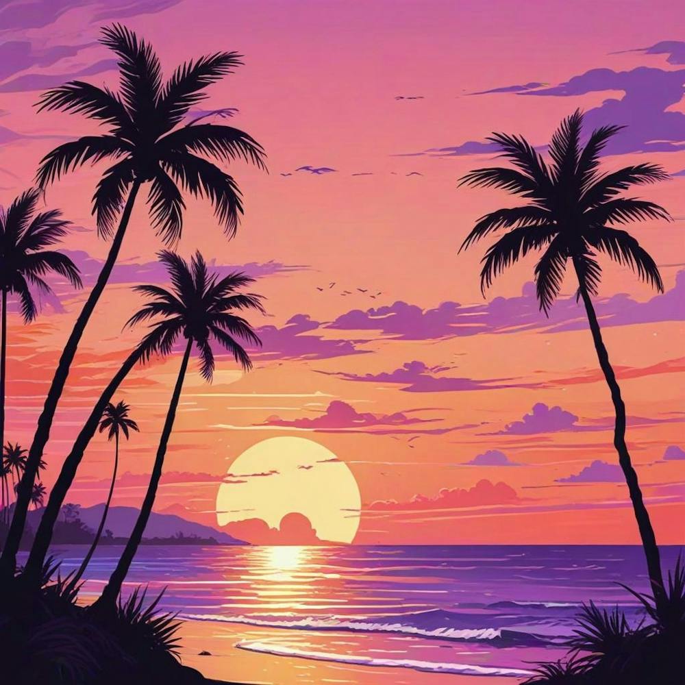Palm Tree Sunset Art Prin (2)